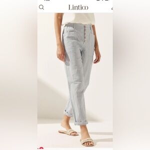 NWT Lintico Linen Simple Button Fly Trousers HEIDI